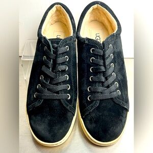 UGG Lace-up Black Suede White Sole Sneakers- Womens Size 7